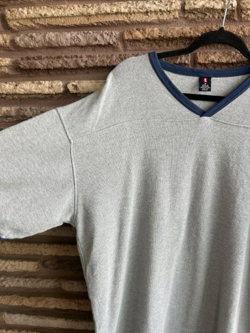 Levis Vintage 90s Y2K Gray Heavy Waffle Weave Short Sleeve Tee Size Medium